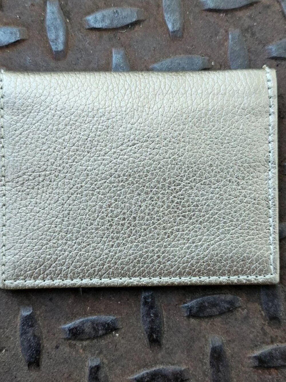 Handmade Card Holder Gold Tone Genuine Leather Bifold Small Purse Cardholder